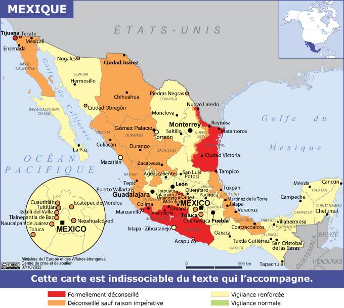 Carte danger Mexique2024