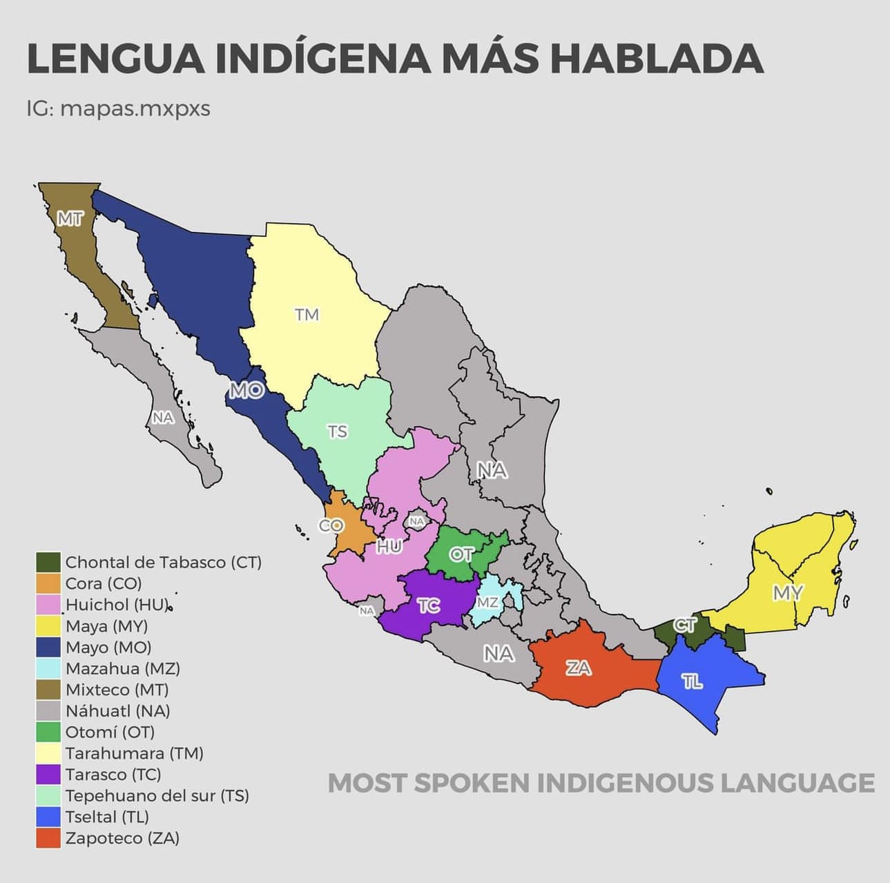 Plan des différentes langues parlées au Mexique<br />
